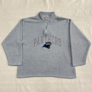 Vintage Pro Player NFL Carolina Panthers Football Quarter Zip Sweatshirt Gray Large XL