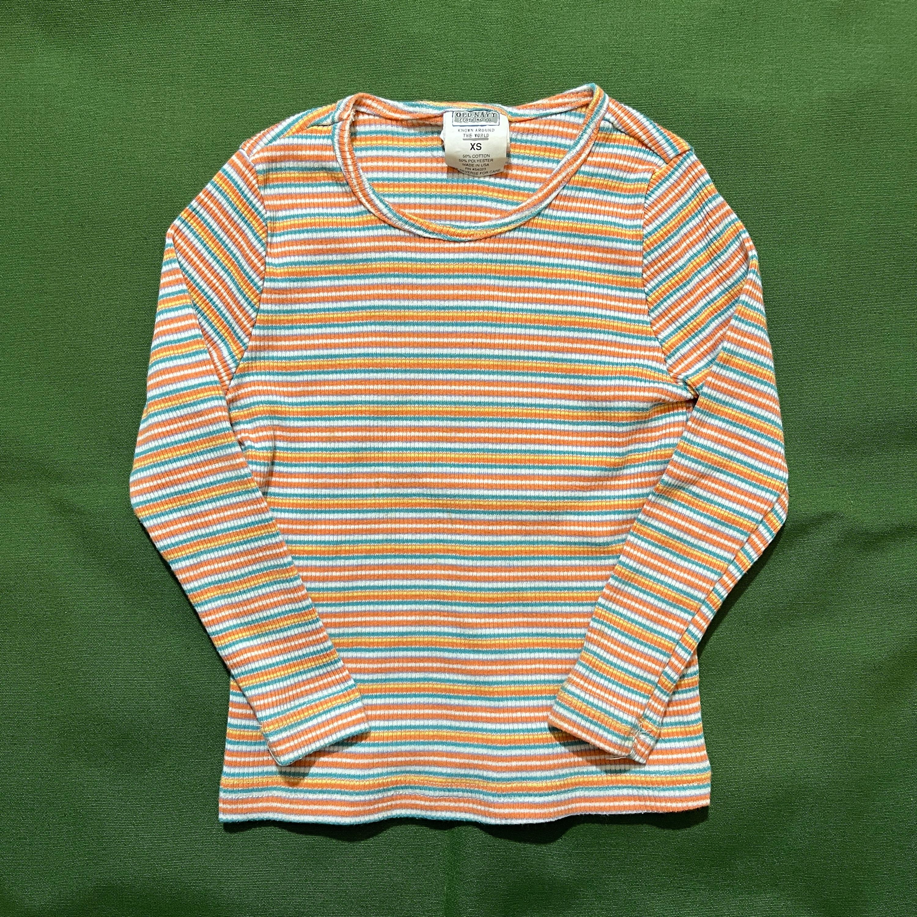 Vintage 90s Old Navy Kids Longsleeve Shirt: Striped Multicolor