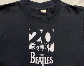 Vintage 80er Jahre The Beatles 20th Jubiläum Grafik T-Shirt Schwarz Medium