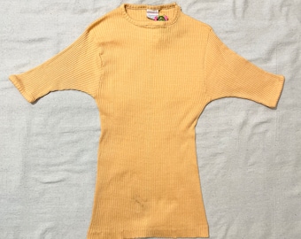 Vintage 70s Women’s Femme Campus Expressions Ribbed Top Shirt Orange Large
