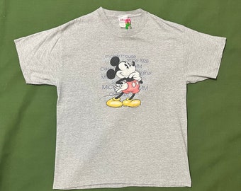 Vintage 90s Disney Mickey Mouse Graphic T-Shirt Gray Large