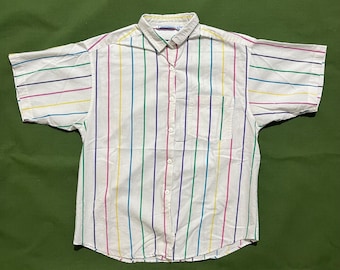 Camisa a rayas Pinot Noir vintage de los años 80 y 90 para mujer, blanca, mediana