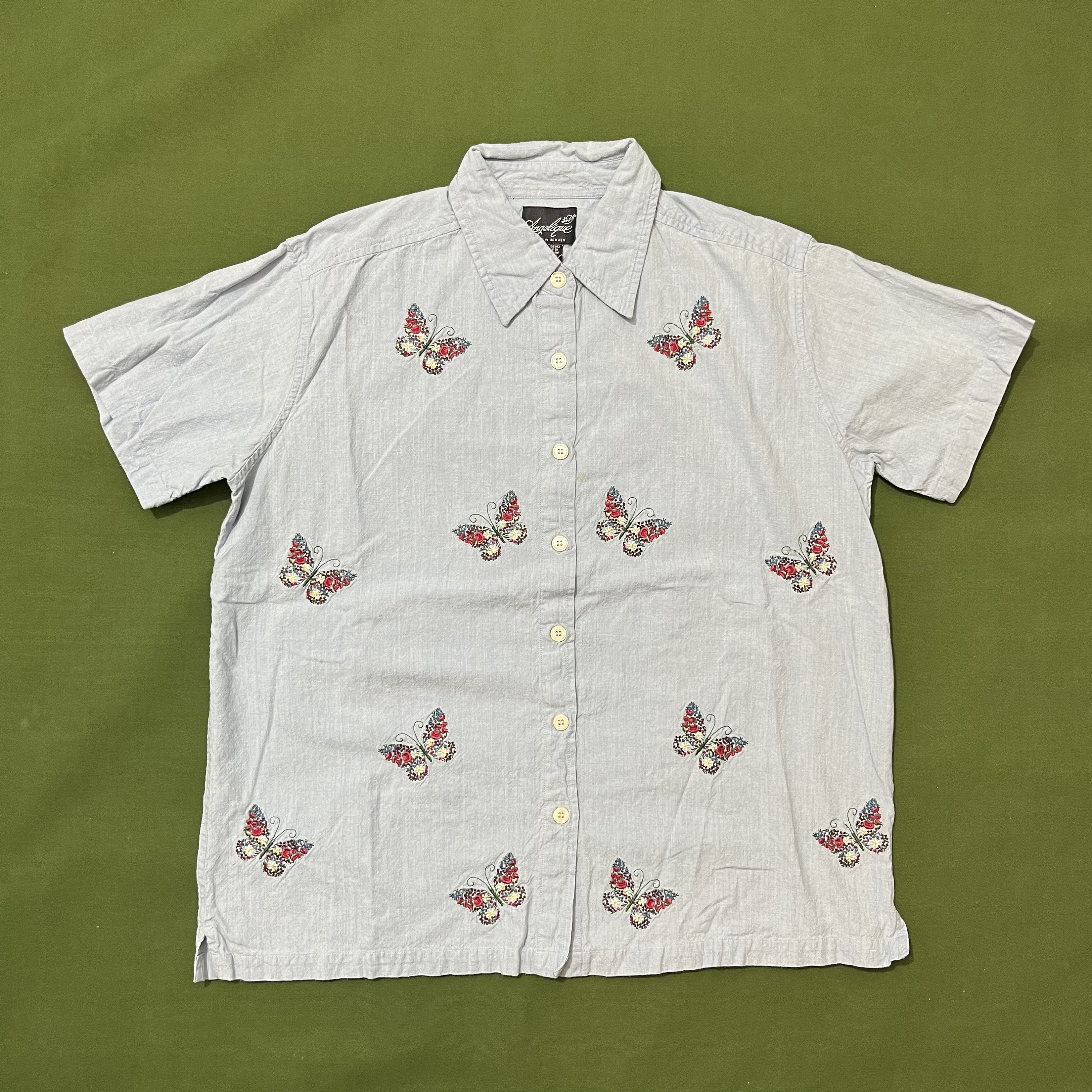 トップス [Vintage] 90s Blue Embroid Design Shirt Quizz Again | Tops | 9s Vintage Denim Shirt | Poshmark