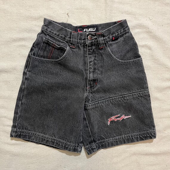 00s 90s old uniqlo buggy shorts 迷彩 Vintage 00s Y2K Kids/youth Fubu Baggy Denim Shorts Black