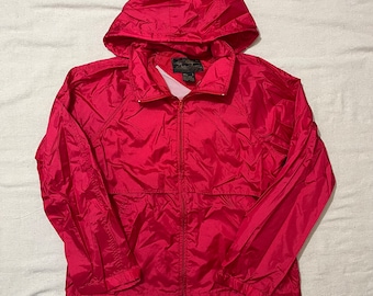 Vintage 90's Eddie Bauer Red 100% Nylon Zip up Jacket Size Small