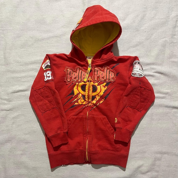 Vintage Y2K Pelle Pelle Kids Hoodie - Red Hip Hop Sweatshirt Size