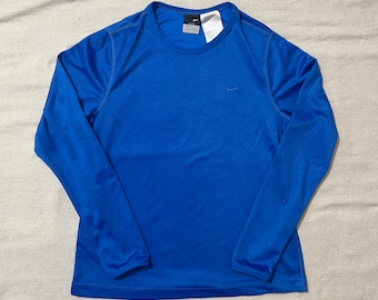 ヴィンテージ 00年代 Y2K ナイキ トーナル スウッシュ Dri-Fit 長袖ジャージ ワークアウトシャツ ブルー Mサイズ