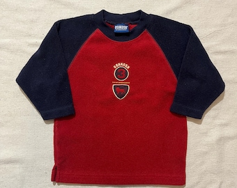 Suéter polar Oshkosh B'Gosh vintage de los años 00 para bebé, rojo y azul, talla 2T
