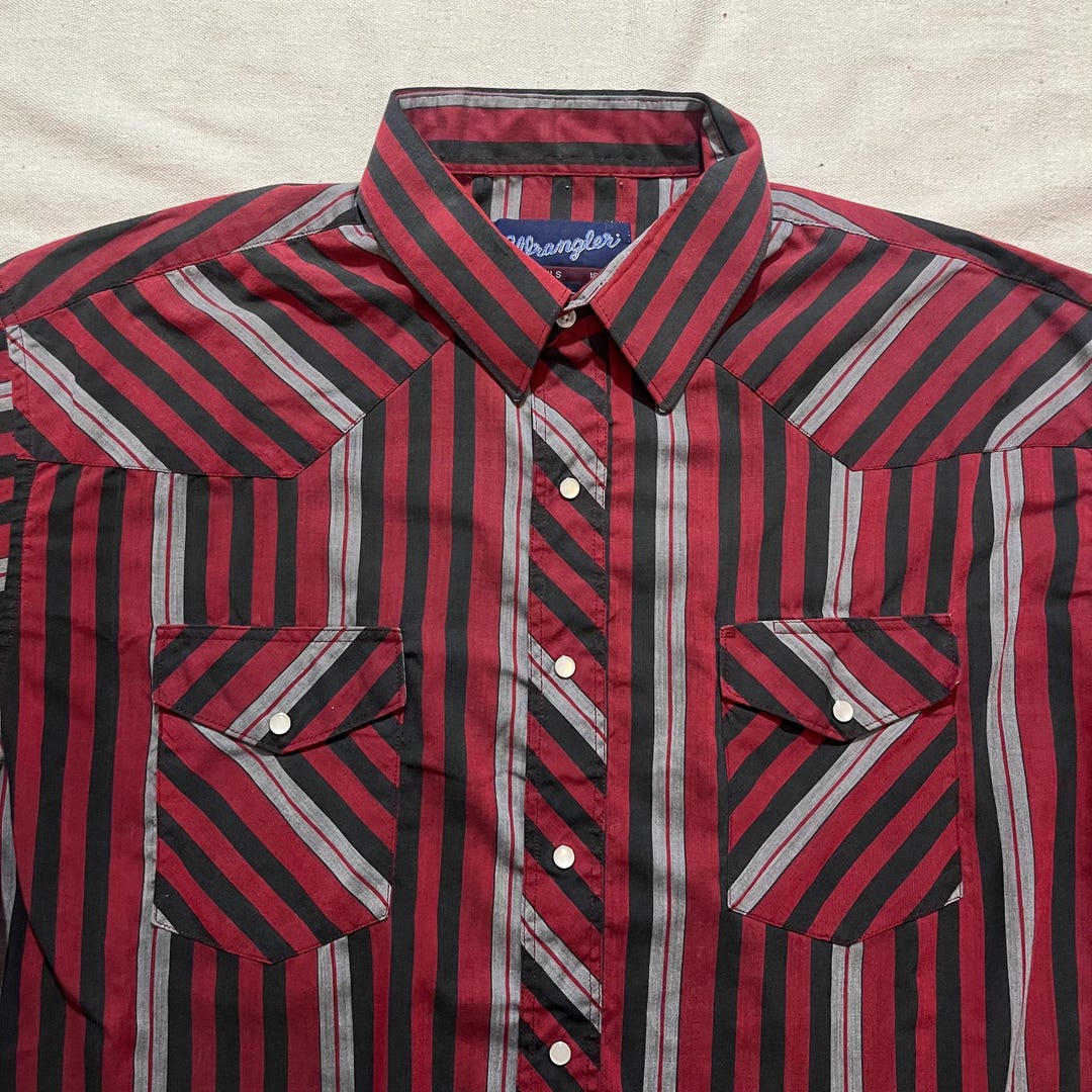 Chemise Western Wrangler Homme 2XL Flanelle Rouge à Snaps - Années 2000