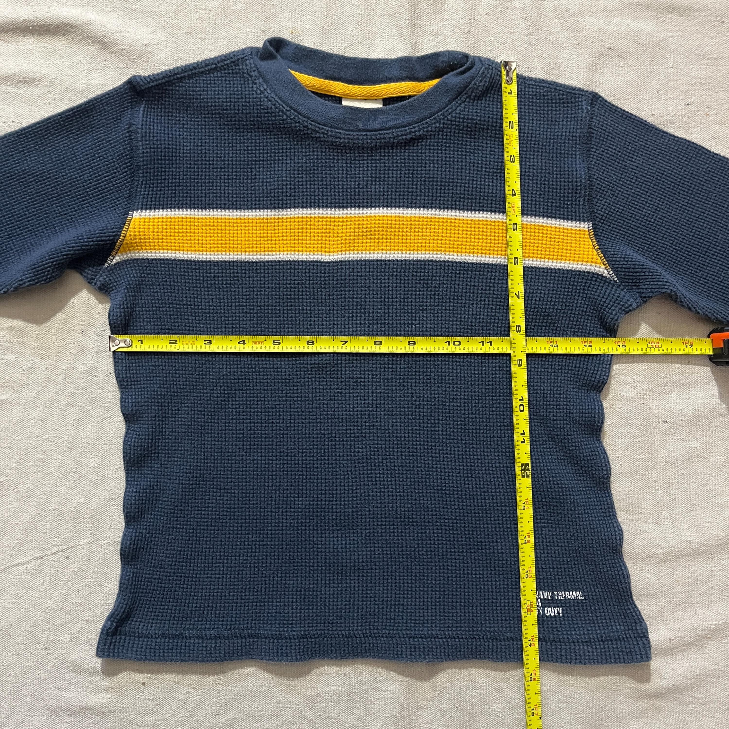 Vintage Y2K Old Navy Kids Thermal Shirt, Blue Striped Longsleeve