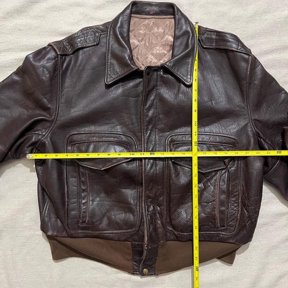 Vintage 60s/70s Brown Leather Aviator Bomber Jacket - Size 46