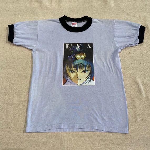 Vintage 90s Neon Genesis Evangelion Anime Cartoon Graphic Ringer