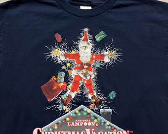 Vintage Y2K National Lampoon's Christmas Vacation Chevy Chase Graphic T-Shirt Blue Large