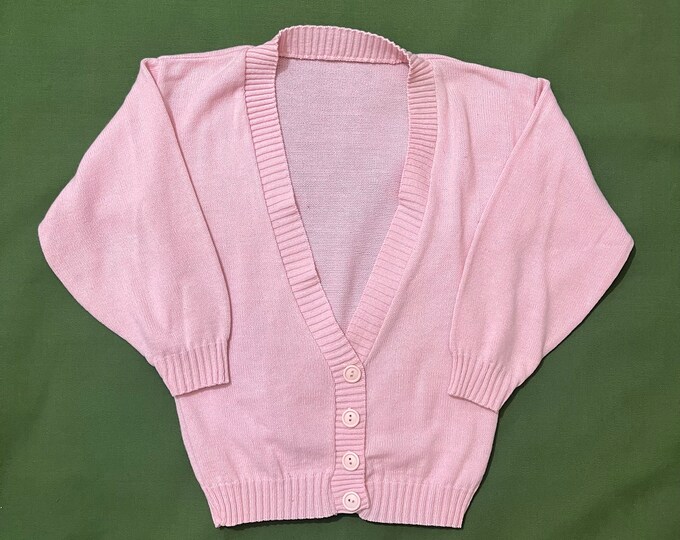 Vintage Button-Down Collar Cardigan - Long-Sleeve, Oversized