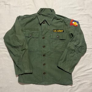 Vintage US Army OG 107 Fatigue Shirt - Olive Green - Size S/M