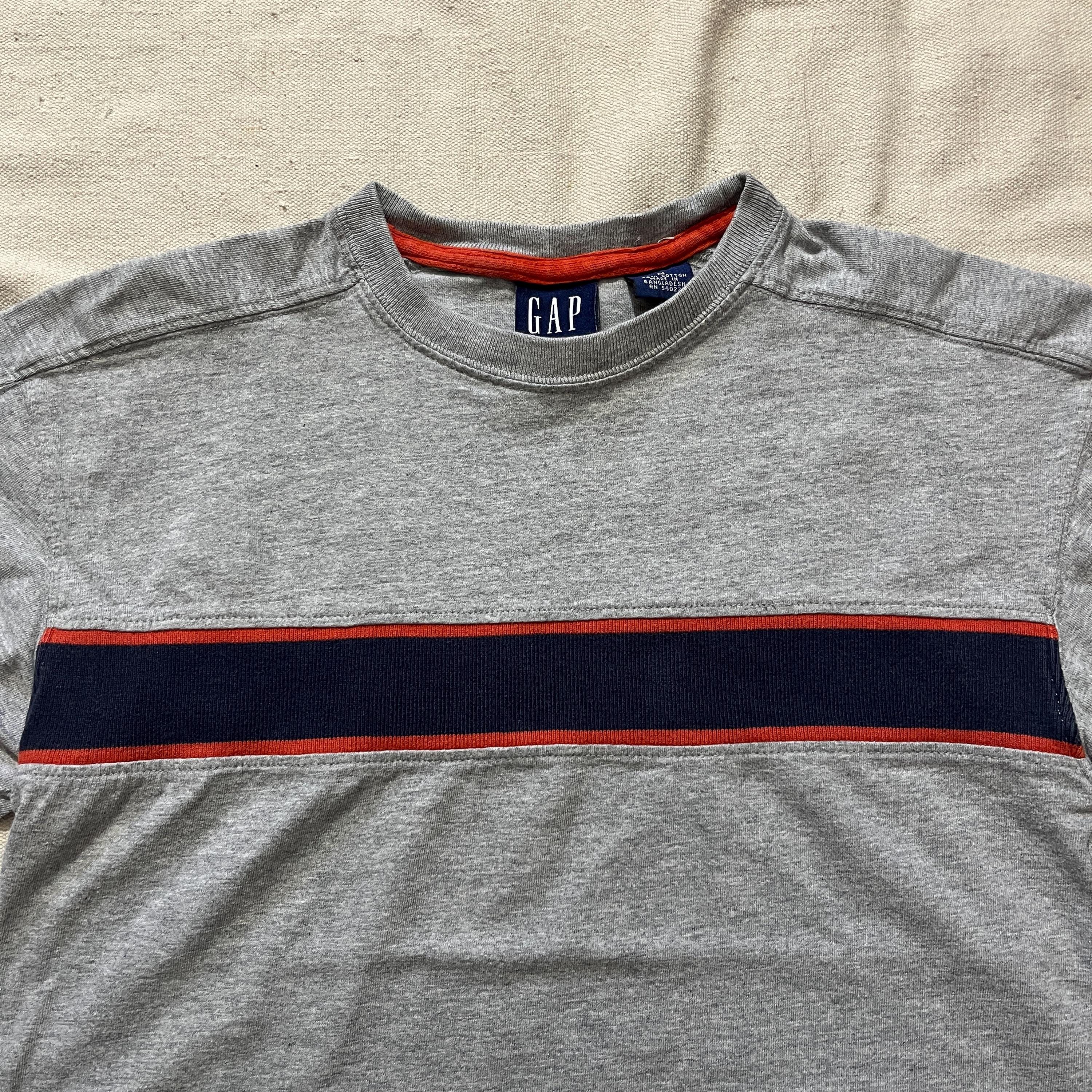 Vintage 00s Y2K Kids Youth Gap Striped Longsleeve T-shirt Gray