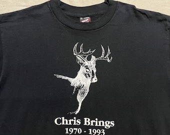 Vintage 90s Hunter Country Deer Hunting Farm Memorial Animal Nature Graphic T-Shirt Black XL