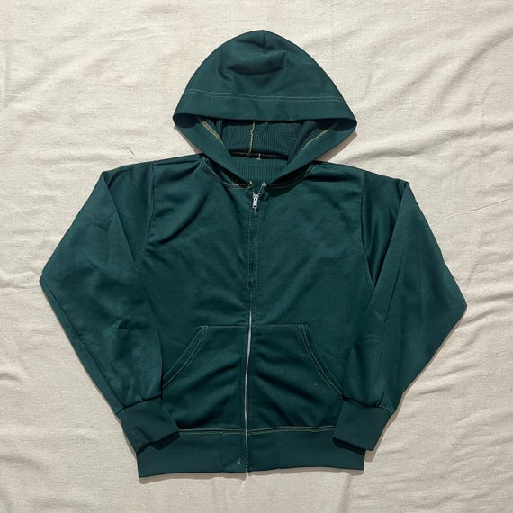 Vintage 70s 80s Thermal Lined Hoodie Zip up Green Small - Etsy