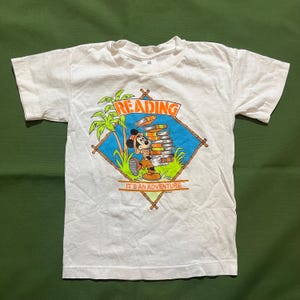 Vintage 80s 90s Kids Youth Disney Mickey Mouse Reading is and