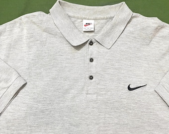 Vintage jaren 90 Nike swoosh poloshirt grijs XL
