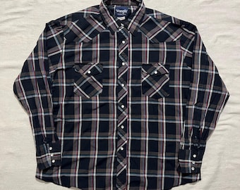 Chemise Vintage Wrangler Choose Wrangler à Carreaux - Western Pearl Snap, Taille L