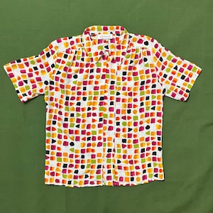 Camisa/blusa de verano con botones y estampado vintage de los años 80 y 90 para mujer, talla 10