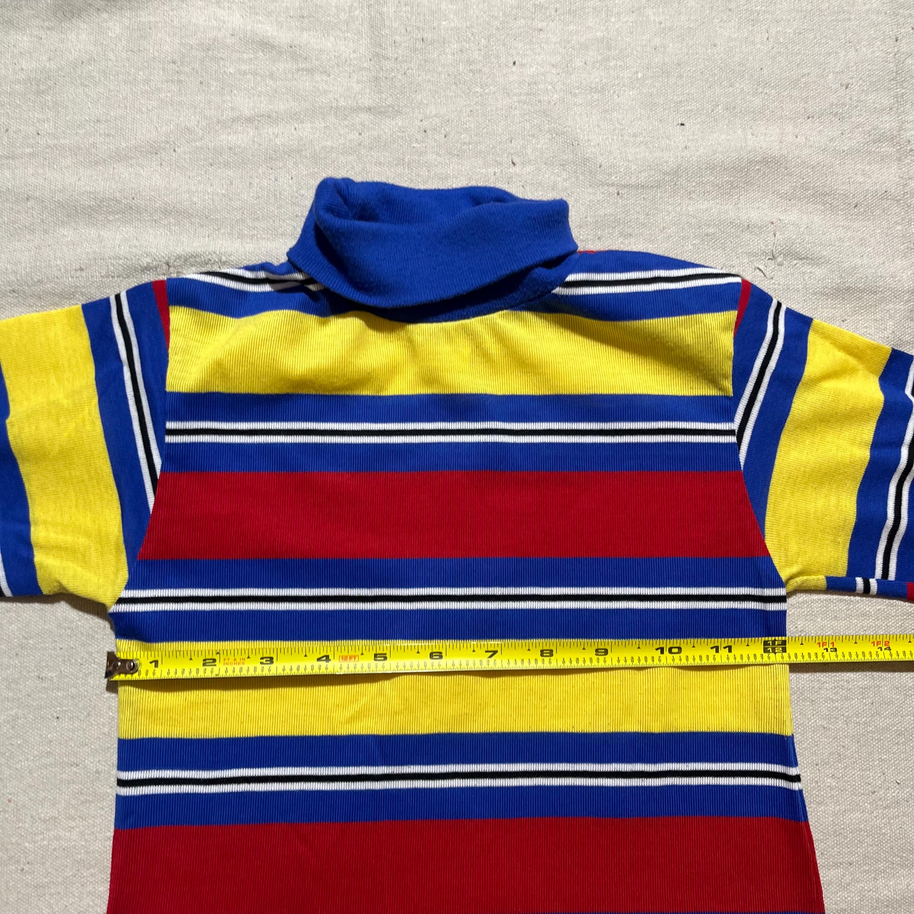 Pull Col Roulé Rayé Lands' End Vintage Années 90 - Garçon Taille XL - Jaune - Occasion Parfait état