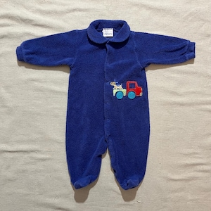 Mono vintage de los 90 para bebé niño pequeño con diseño de camioneta Carter's Dog, de forro polar, con cremallera, color azul, talla 6-9 meses