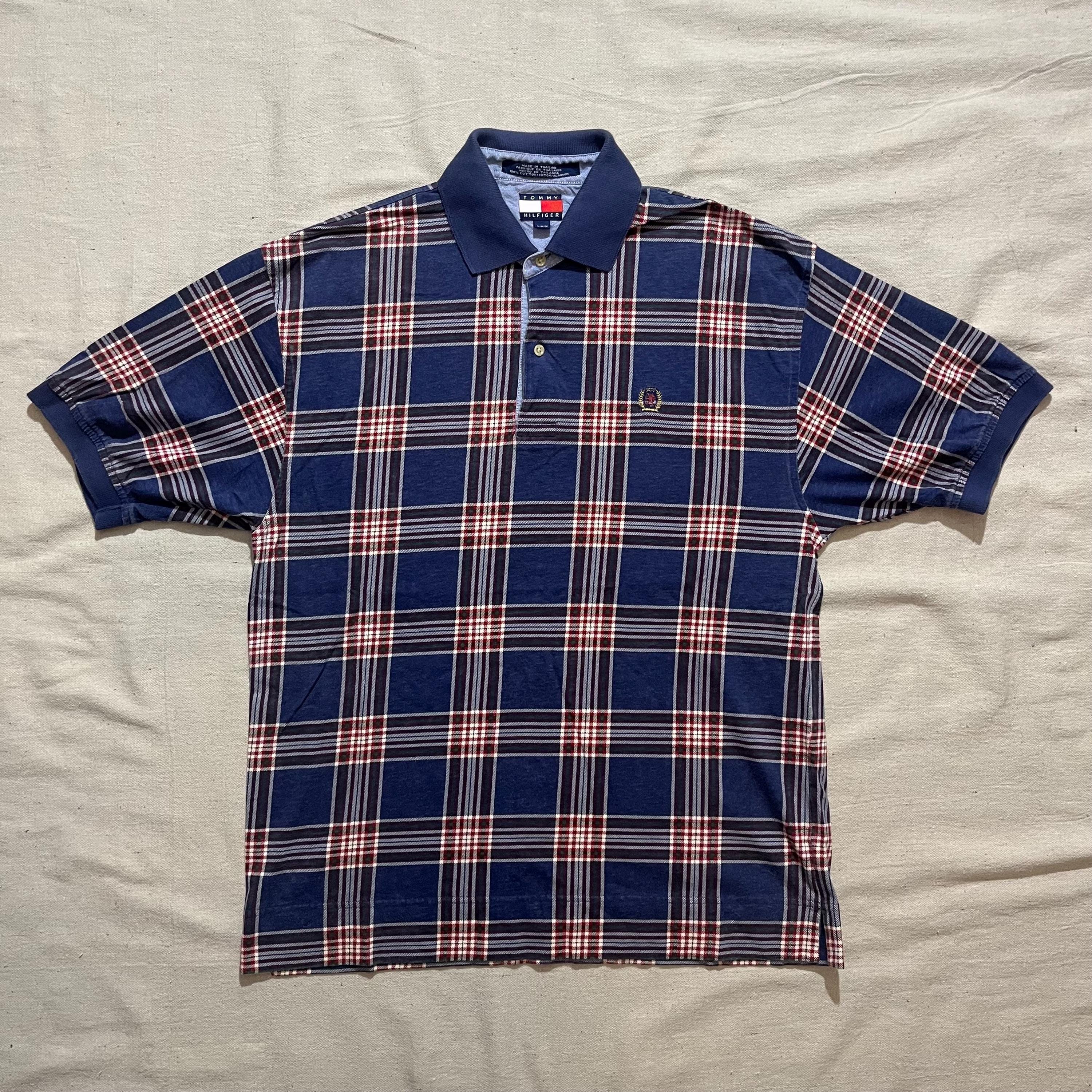 ??VINTAGE RARE Tommy Hilfiger Plaid Backpay Vintage Tommy Hilfiger Green Navy Blue White Plaid Flag Logo  main image 4