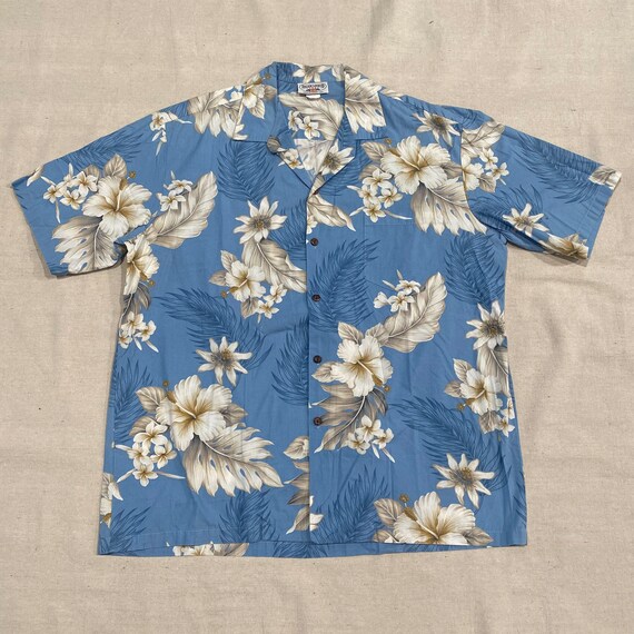 Vintage 90s Hawaiian Floral Button Down Shirt XL - image 1