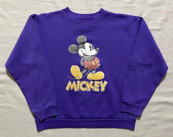 Vintage 90s Kids Youth Disney Mickey Mouse and Co Crewneck Sweatshirt Purple Youth Large