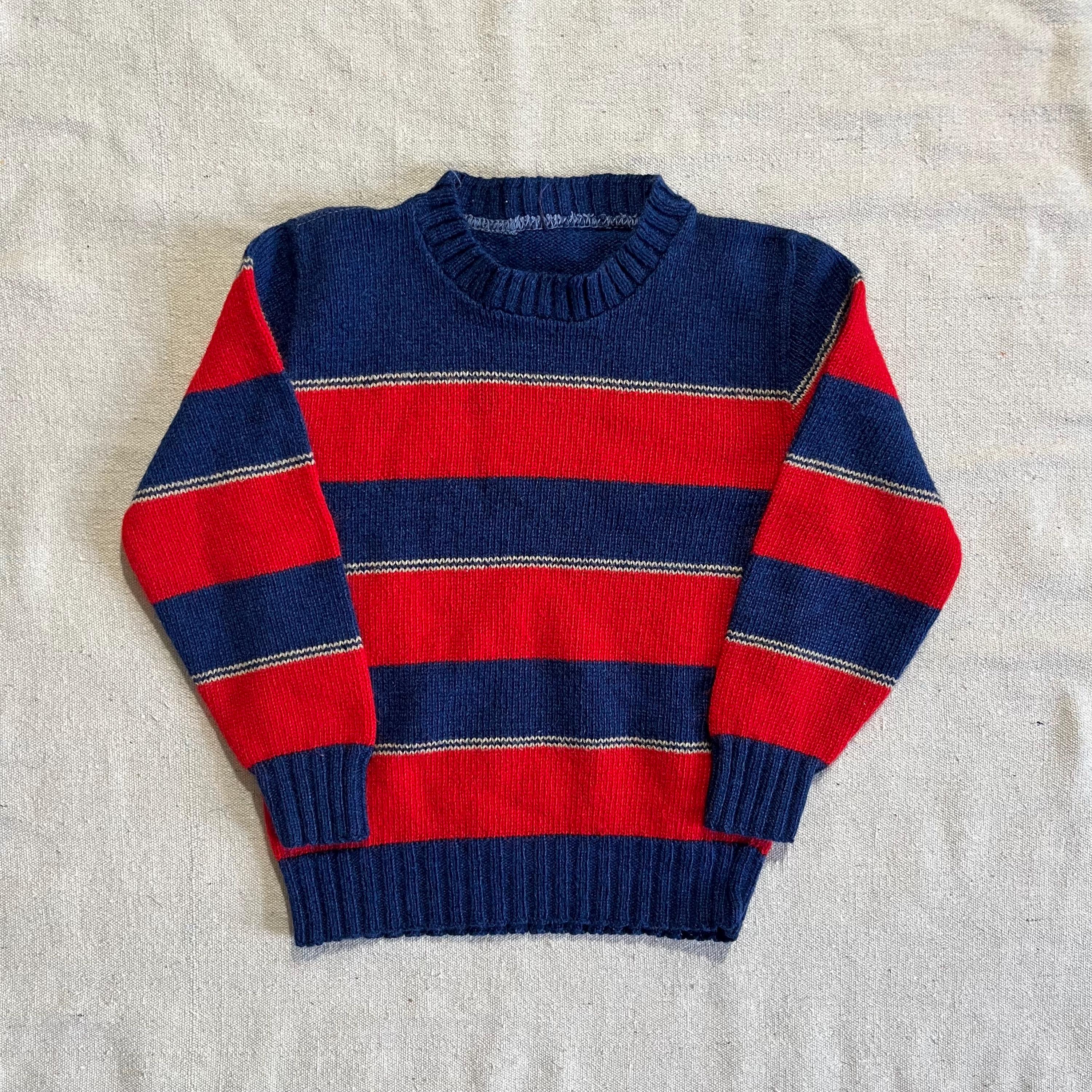 Vintage 90s Kids Striped Wool Knit Sweater: Red & Blue - Etsy