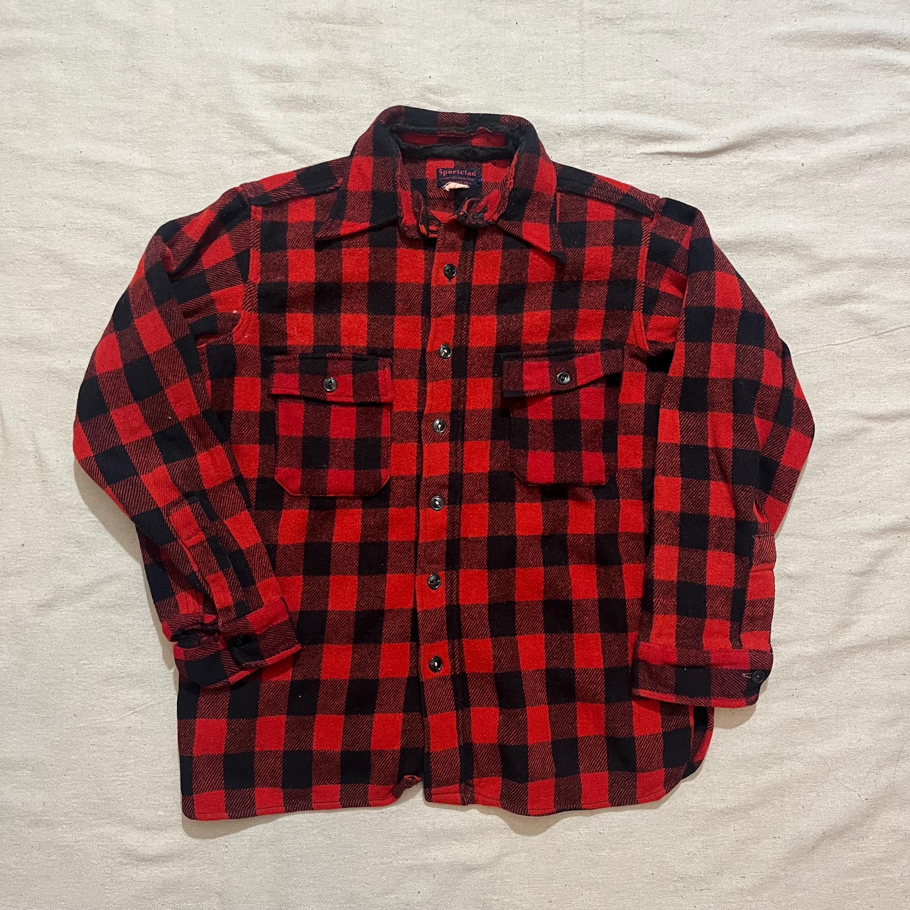 Vintage 50s/60s Buffalo Plaid Wool Flannel Shirt - JC Penney