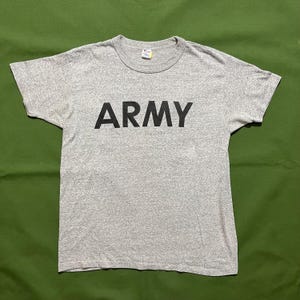 Vintage 80s Champion United States USA Army Spellout Graphic T-Shirt Heather Gray Medium