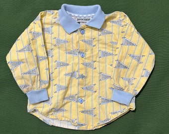 Vintage 80s Kids/Toddler College Flag Print Longsleeve Shirt 2T