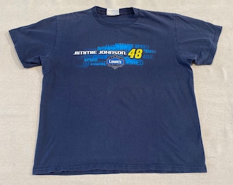 Vintage Jimmie Johnson Lowes Nascar Racing grafisch T-shirt jaren '00 marineblauw groot