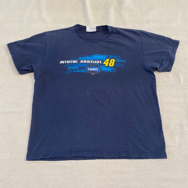 Vintage 00s Jimmie Johnson Lowes Nascar Racing Graphic TShirt Large