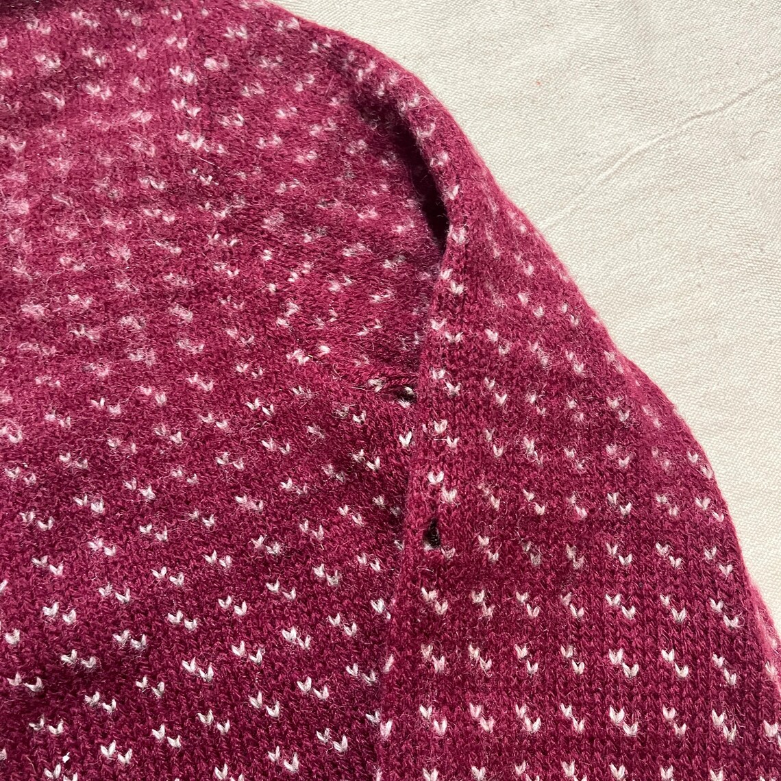 Vintage 80s 90s Eddie Bauer Patterned Wool Knit Sweater Red White Size Medium, foto 4 di 5