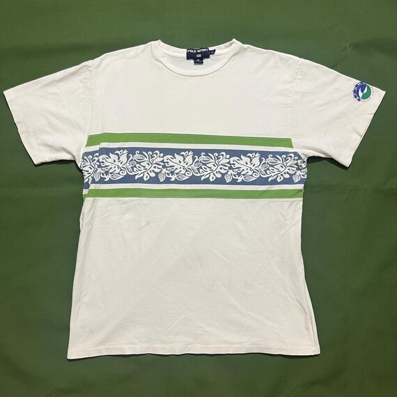 90s POLO SPORT ポロスポーツ ラルフローレン  beach Vintage 90s Polo Sport Ralph Lauren Surfing All Over Print T