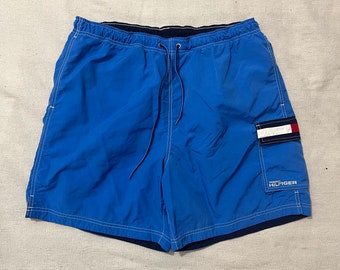Vintage 00s Tommy Hilfiger Swimming Trunks Board Shorts Blue Large
