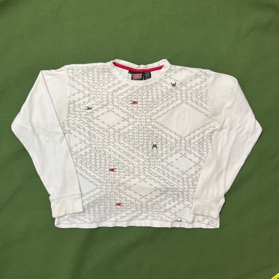 V*v様 2000s Dot Pattern Long Sleeve T Vintage 00s Y2K Point Zero Alternative Skate Thermal Longsleeve
