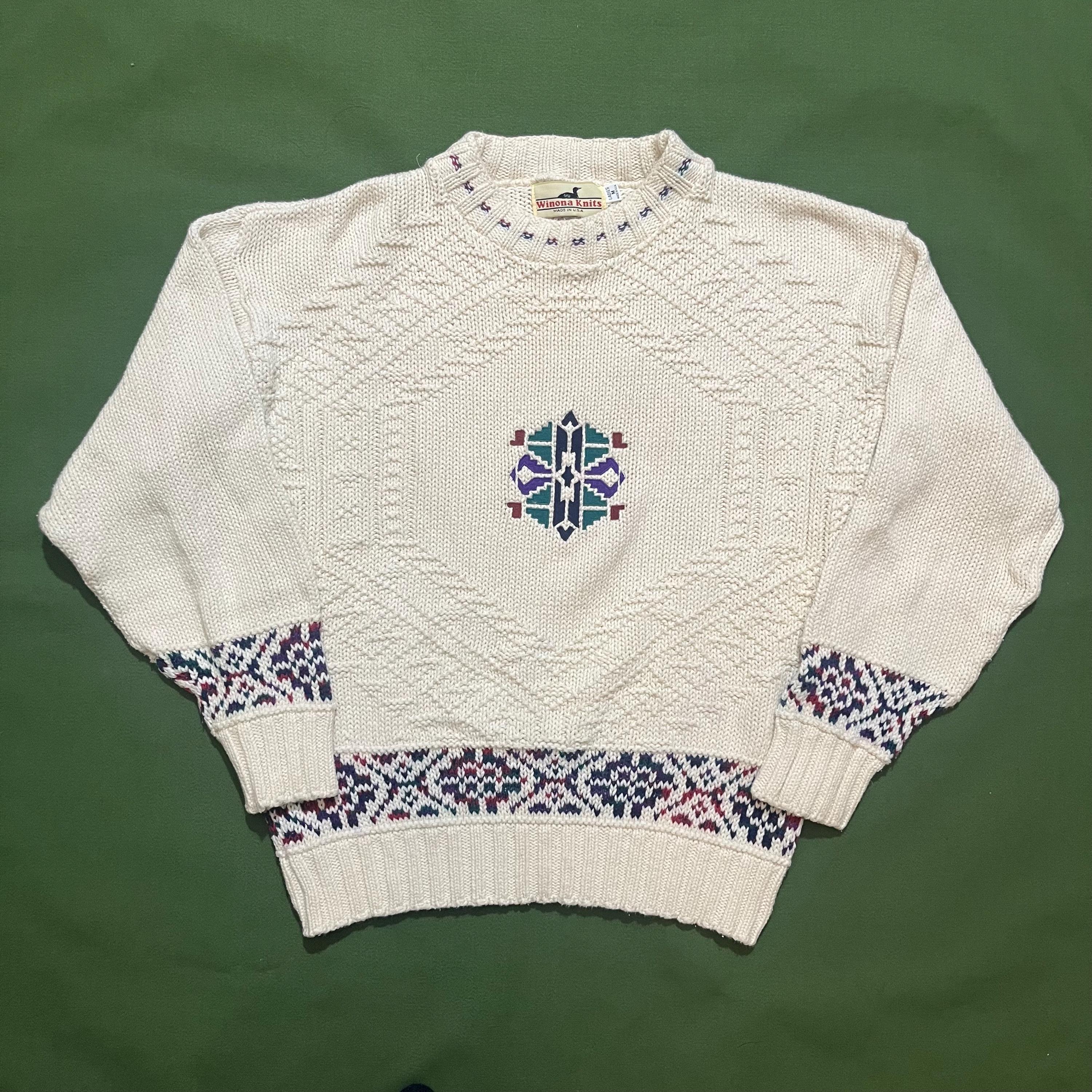 バーズアイニット　Winona knits 古着 80～90年代 Winona Knits バーズアイ柄 コットンニット