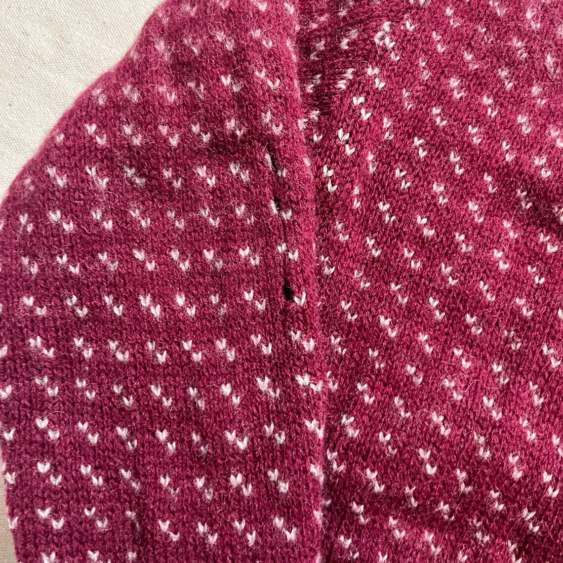 Vintage 80s 90s Eddie Bauer Patterned Wool Knit Sweater Red White Size Medium, foto 3 di 5