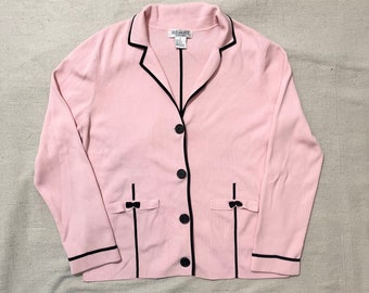 Vintage 00s Y2K Women’s Femme Due Per Due Preppy Knit Top Sweater Shirt Pink Medium