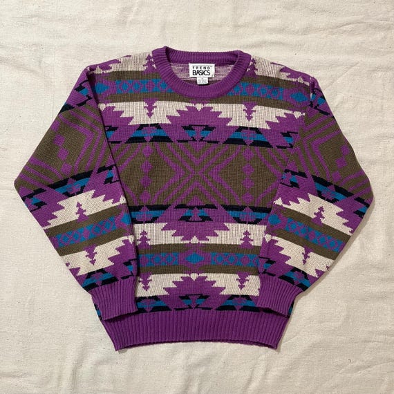 Vintage 80s/90s Trend Basics Patterned Knit Pullover Sweater