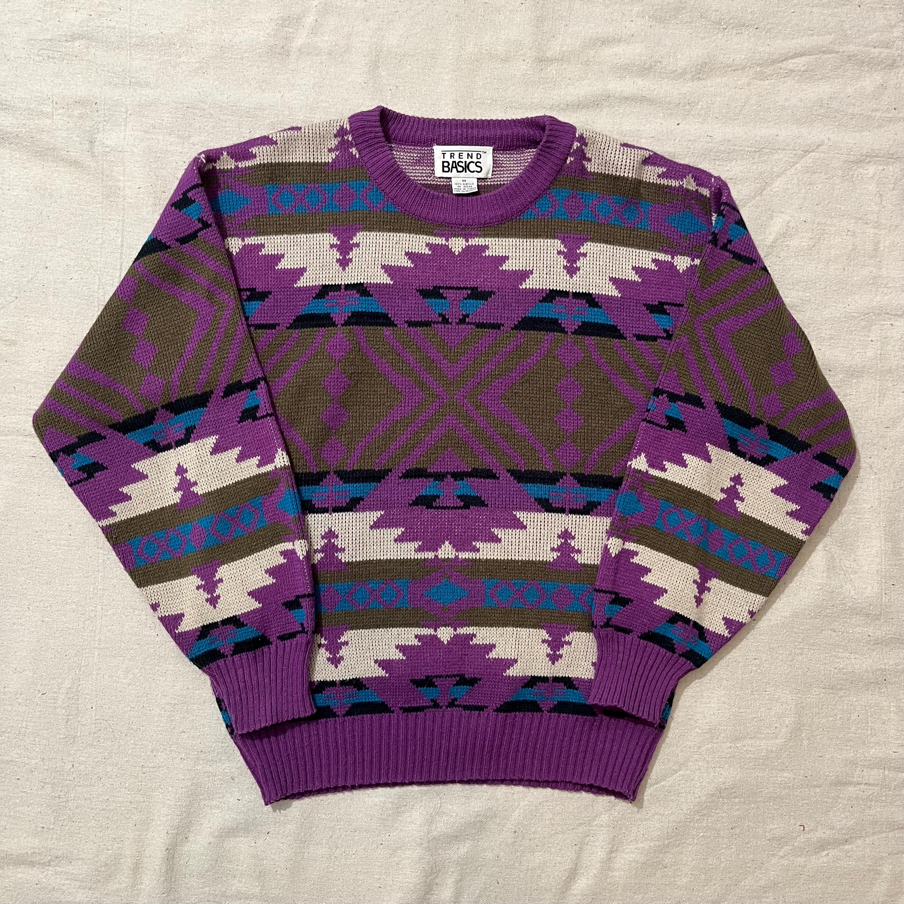 Vintage 80s/90s Trend Basics Patterned Knit Pullover Sweater 