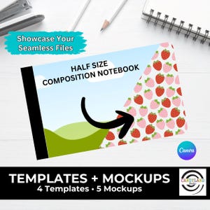 Half-Size Composition Notebook Canva Templates + Mockups (Digital Download)
