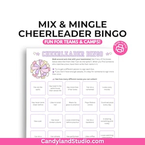 Cheerleader Bingo, Find Someone Who Team Building Ice Breaker Activity, Printable Game, Fun Silly Get to Know You Cheerleading Squad PDF