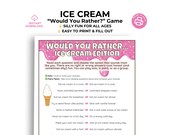 Ice Cream Social Would You Rather Printable Game for Summer Birthday Party, Family Reunion Church Group Activity, PDF