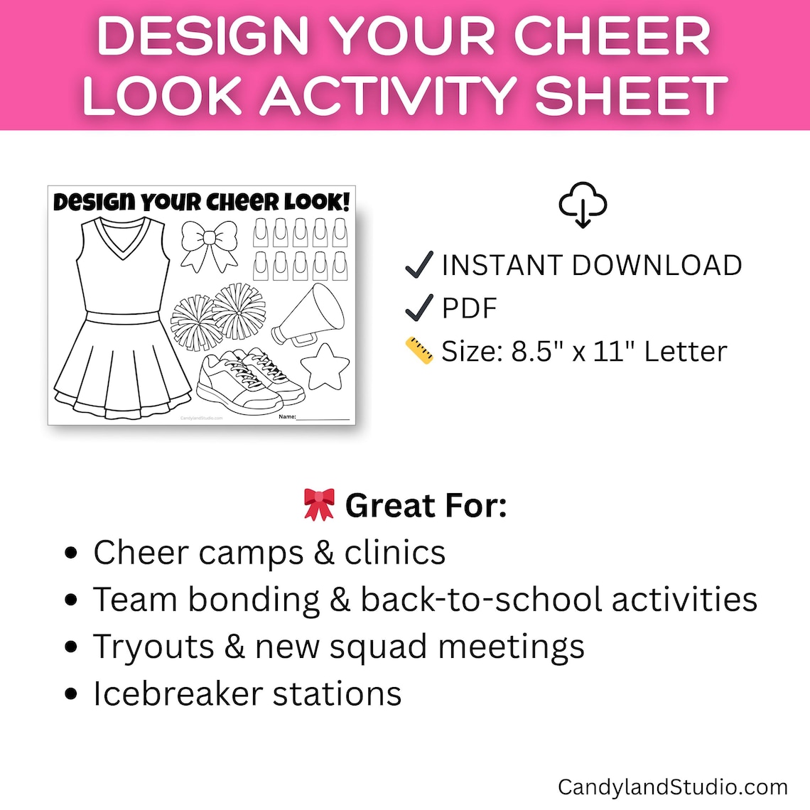 Cheerleading Activity Sheet Printable: Design Your Own Cheer Look ...